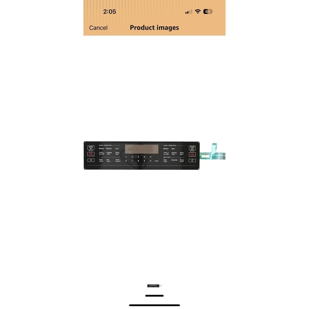 DG34-00037A Range Touch Control Panel Black Digital Display Samsung Oven Stove